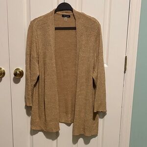 Cable & Gauge Women's Camel Open-Front Cardigan